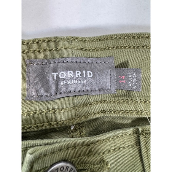 Torrid Crop Aviator Pants Skinny Stretch Twill Mid-Rise Olive‎ Green Size 14 - Picture 8 of 8